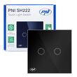 Intrerupator bublu led cu touch sticla neagra SH222 PNI