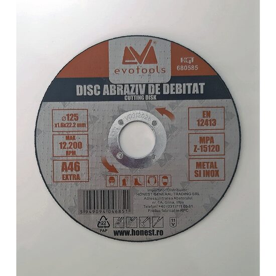 Disc abraziv 125X1.6X22.2 A46 680585 EVOTOOLS HGT