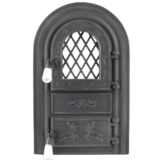 Usa semineu cu geam CERBI neagra 555x345 HGT