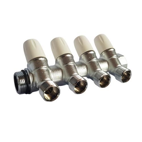 Distribuitor cromat cu robineti 3/4x4 cai TIEMME