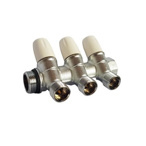 Distribuitor cromat cu robineti 3/4x3 cai TIEMME