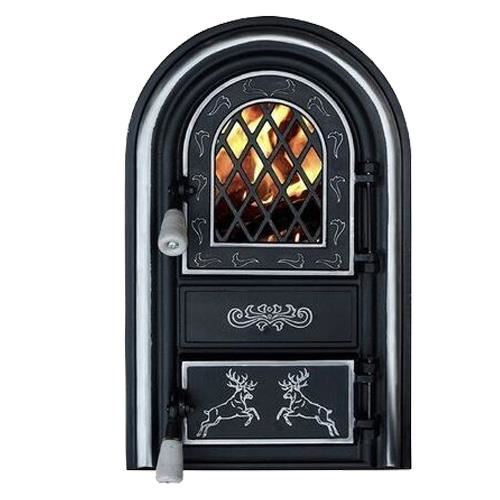 Usa semineu cu geam CERBI ornamente argintii 555x345 HGT