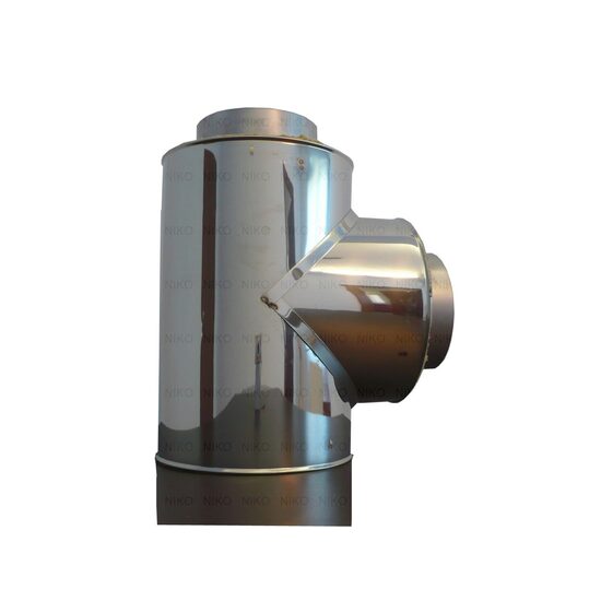 Racord T la 90" inox dublu perete Φ200
