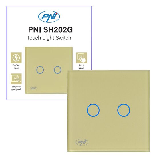 Intrerupator dublu cu touch sticla GOLD SH202G PNI