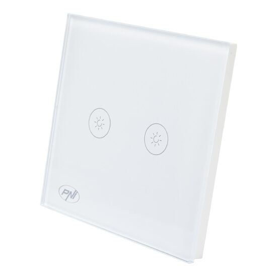 Intrerupator dublu cu touch si dimmer SAFEHOME DIM202 PNI