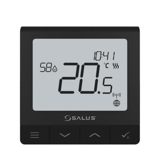 Termostat ambianta cu fir 230V montaj in doza  SMART HOME WIRELESS QUANTUM negru SQ610B SALUS
