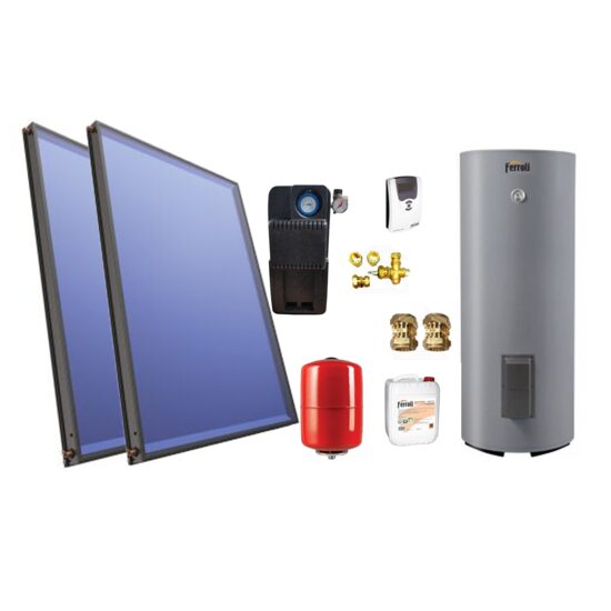 Pachet solar 2 panouri plane V2.1 SOLAREVO cu boiler 200 L/2S ECOUNIT F200 FERROLI