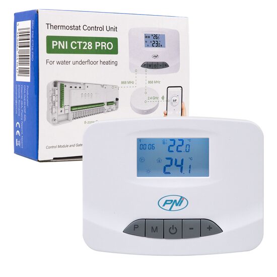 Termostat programabil wireless pentru modul control incalzire pardoseala PNI-CT28PRO