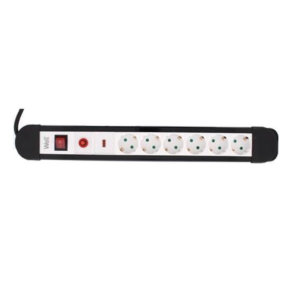 Prelungitor electric 3ml cu 6 prize cu protectie 3xG1.5mmp WELL