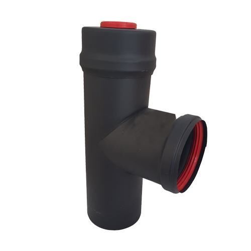 Teu negru DN80 cu canal condens BIODOM